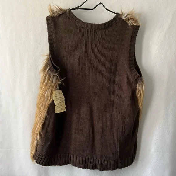 NWT One World Brown Size XL Faux Fur sweater Vest - Picture 5 of 8